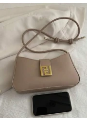 Ladies Fashionable And Casual Commuting Shoulder Bag Four Season Clean Color Portable Diagonal Shoulder Bag Suitable For Dates Shopping Gifts Shopping Wallets Young Women College Students Newcomers Wh