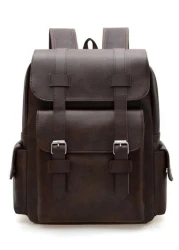 14 7inch Laptop Backpack Large Capacity Rucksack For School Teenagers Boys Men PU Leather Backpacks Male Schoolbag With Zippers High Quality