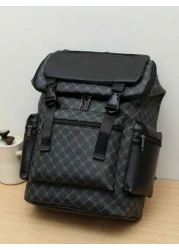 1pc Men s Fashion Backpack Casual Dual Shoulder Bag Korean Style Printed Water Resistant Large Capacity For Travel Laptop Hiking Black Floral Pattern PVC Gift For Men School Backpack Fashion Men s Bag