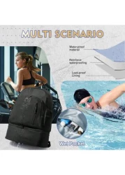 Expandable Wet Dry Separation Backpack With Shoe Compartment Casual Nylon Travel Gym Backpack Multipurpose Daypack For Men Water Resistant With Laptop Pocket