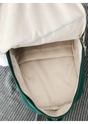 New Color Blocking Backpack For Men 15 Inch Laptop Bag 20l Capacity With Letter Print Suitable For Students Vacation School Carry On Polyester Green Personalized Gifts Practical Extra Large School Bac