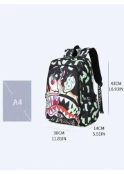 حقيبة ظهر جديدة بطبعة كاموفلاج وشكل فم القرش، مصنوعة من مادة مركبة ناعمة، حقيبة نهارية عادية، سعة كبيرة، حقيب