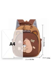 Cute Capybara Pattern Backpack Fashionable Backpack With Adjustable Shoulder Straps Brown Cartoon Design Ideal For Casual Outings Playful Design Spacious Compartments