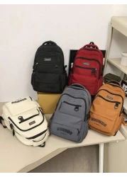 Large Capacity Men s Backpack Stylish And Simple With Multiple Pockets Suitable For Students Versatile Letter Print Commuting Unisex