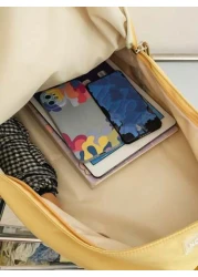 New Solid Color Large Capacity Letter Printed Backpack Fashionable And Versatile Casual Student Classroom Commuter Backpack Unisex