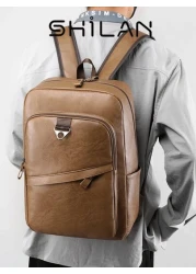 SHILAN High End Men s Business Backpack With Large Capacity And Multiple Functions For Sports Made Of PU Material With Multiple Compartments And Pockets Adjustable Shoulder Straps Suitable For Outdoor