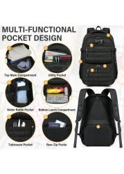 NEWHEY Lunch Backpack For Men 17 3 Inch Laptop Backpack With USB Charging Port Waterproof Work Backpack With Insulated Lunch Bag For Travel College Business With MOLLE Design Vacation Travel Backpack