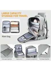 Clevn Kare Large Multi Compartment Travel Backpack Space Saving Design Fabric Carry On Friendly Suitable For Weekend Getaways Camping And Laptop Storage Compression System Dual Handle Backpack