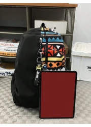 حقيبة ظهر سعة كبيرة عادية، حقيبة رسول نايلون بطباعة غرافيتي أنيقة، حقيبة مدرسية وسفر مع قلادة، حقيبة صيحة عيد