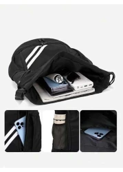 Spacious Waterproof Drawstring Backpack With Multi Pocket Design Perfect For Travel Sports And Outdoor Activities Ideal For Basketball Tennis And Swimming Gear And More Great Gift For Students And Men