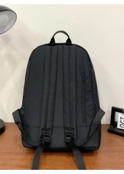 Men Knot Decor Water Resistant Backpack Schoolbag For Travel College School Casual Backpack Solid Color Black Backpack For Sport Lightweight With Adjustable Strap Christmas Winter Travel Zipper Laptop