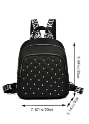Diamond Check Embroidered Thread Rivet Backpack New Fashion Travel Bag Leisure Large Capacity Backpack Zipper Direction Random Christmas Men Bag Vacation Travel Essentials Dad Gifts School Bag Travel