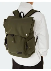 peach tree Fashion Peach Tree Flap Multi Pocket Solid Color PU Backpack Christmas Men Bag Vacation Travel Essentials Dad Gifts Retro Bag Vintage School Bag Travel Backpack Large Capacity Sports Bag La