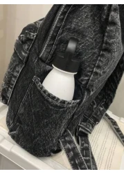 peach tree 1pc Men s Retro Backpack Fashionable Solid Color Adjustable Shoulder Strap Zipper Closure Casual Vintage Daily Use Large Capacity Lightweight Water Washed Canvas College Backpack Peach Chri