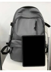 New Fashionable And Casual Large Capacity Solid Color Backpack For Students Versatile For Class And Commuting Unisex