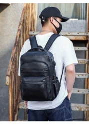 Usb Charging Backpack Men Pu Large Laptop Backpack Male Schoolbag Schoolbag For Travel College School Casual Laptop Backpack Commute Lightweight Leather Vintage Vacation Sport Waterproof Portable Lapt