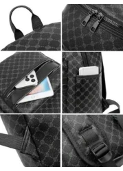 حقيبة ظهر كاجوال واسعة الحجم ومطبوعة، حقيبة مدرسية أو للأعمال من جلد البولي يوريثان اللامع, موضة