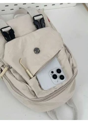 Solid Color Nylon Mini Backpack Unisex Multipurpose Handheld Shoulder Bag Suitable For College Students Zipper Closure Daily Wear