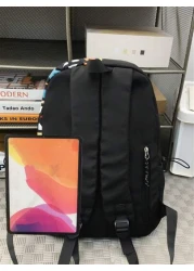 Casual Large Capacity Backpack Fashionable Graffiti Nylon Messenger Bag For School Student Umbrella Water Bottle Tablet Books Travel Including Pendant Suitable For Halloween Anime School Supplies