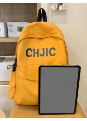 New Fashionable Contrasting Letter Print Backpack With Unique Design For Students Large Capacity Campus Backpack Commuting Backpack Nylon