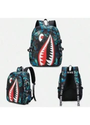 1pc Backpack School Bag Travel Backpack Boys Backpack Waterproof Fits 14 Inch Laptop USB Charging Port Functional Portable Casual For Students Boys Gift For Children Printed Straps And Letters Are Ran