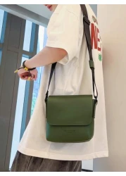 peach tree 1pc Fashionable Solid Color Mini Crossbody Bag Business PU Flap Shoulder Bag For Men Peach Tree Minimalist Solid Color Man s Sling Bag Waterproof PU Shoulder Pack For Travel Outdoor Sports