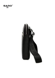 1pc Men s Oblique Shoulder Bag Side Pockets Messenger Bag Casual Square Bag Multifunctional For Commuting PU Leather Minimalist Style Black Bag Gift For Boyfriend