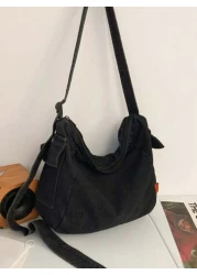 1PC Messenger Bag Messenger Bag Black Solid Color Multi Pocket Large Capacity Canvas Car Stitching Shape Square Bag Messenger Bag Student Travel Messenger Bag Man Bag Fall Winter Holiday Thanksgiving