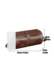 Cylinder Crossbody Bag Sling Bag Shoulder Bag Multifunctional Water Proof For Business For College For Travel PU Leather Minimalist Retro Casual Business Streetwear Winter Thanksgiving Purse Holiday B
