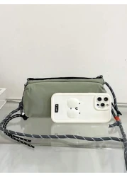 Fashionable Simple Large Capacity Solid Color Korean Version Versatile Shoulder Bag Sports And Leisure Crossbody Bag Suitable For Work School Shopping Travel Commuting Water Cup Umbrella Unisex Holida