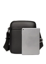 Men Bag Shoulder Bag Crossbody Bag Lychee Pattern Large Capacity Work Bag Weekend Travel College Bag For Books Multi Functional University Bag Casual Thanksgiving Purse Bag PU Material Crossbody Bag C