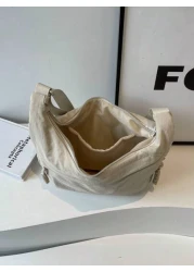 peach tree 1pc Peach Tree Crescent Moon Crossbody Bag Versatile Casual Large Capacity Adjustable Shoulder Strap Multi Pockets Vintage Lightweight Water Washed Nylon Material Christmas Men Bag Vacation