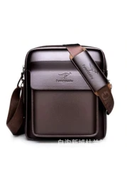 Men s Professional Shiny Leather Messenger Bag Suitable For Business Travel Men s Fashion Black Synthetic Leather Crossbody Bag Adjustable Strap Multi Compartment Business Casual Shoulder Bag With Emb