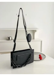Simple Solid Color Fashionable 2Pcs Set Shoulder Bag Crossbody Bag Sling Bag Side Bag Square Bag Box Bag With Mini Coin Purse For Travel Vacation Business Casual School Waterproof Valentines Gift Slin