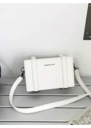 peach tree 1pc White Simple Design Adjustable Strap Neutral Mini PU Box Crossbody Bag Peach Tree Christmas Men Bag Vacation Dad Gifts Retro Bag Vintage Shoulder Bag Messenger Bag Tote Bag Side Bags Fo