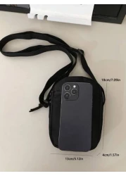 1 Pc Mini Mesh Front Pouch Decor Nylon Men s Shoulder Bag Casual Crossbody Bag For Shopping Travel Holiday Gift