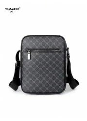Men s Slanted Shoulder Bag With Side Pocket Crossbody Bag Shoulder Bag Square Bag Multi Function Suitable For Commuting PVC Casual Bag Simple Style Black Floral Gift For Men Boyfriend Luxury Bags