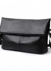 New Men s Commuter One Shoulder Diagonal Crossbody Bag Lightweight PU Soft Leather Small Bag Minimalist Design Foldable High End Handbag