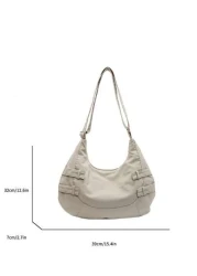 حقيبة كانفاس ذات سعة كبيرة جديدة، حقيبة كتف عصرية وحمل عبر الجسم، تصميم أنيق بسيط على شكل كرة