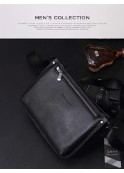Men s Genuine Leather Shoulder Bag Horizontal Korean Style Business Casual Top Grain Leather Messenger Crossbody Bag