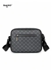 Men s Oblique Shoulder Bag With Side Pockets Crossbody Messenger Bag Square Casual Multipurpose Bag Suitable For Commuting PVC Minimalist Style Black Color Gift For Boyfriend Husband Luxury Bags