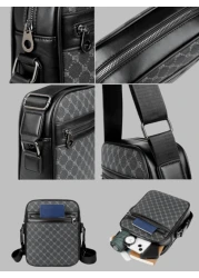 Messenger Bag For Men PU Leather Crossbody Shoulder Bag With Side Strap Vintage Style Daily Office Business Bag Suitable For Work Travel Gift For Men