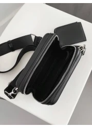 محفظة بيضاء مربعة صغيرة بسيطة مع حزام عريض قابل للإزالة، حقيبة كتف للتخرج ولوازم المدرسة