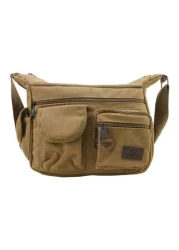  Vintage Canvas Messenger Vintage Style Canvas Messenger Bag Adjustable Strap Multiple Pockets Large Capacity Daily Commute Shoulder Bag Zipper Color Random