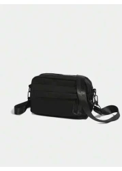 حقيبة كتف مربعة ذات لون أحادي عصرية للرجال، تناسب الحمل على الكتف أو الجسد بشكل متقاطع