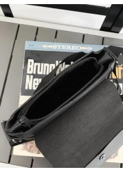 حقيبة كروسبودي بنمط أعمال رجالي بطبعة حرفية بسيطة مع غطاء جلد ، حقيبة كاجوال للكتف ، حقيبة جانبية ، حقيبة معلق