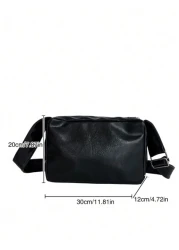 Casual Fashion Men Minimalist PU Water Proof Crossbody Bag With Wide Strap Square Shape And Single Compartment For Daily Commute Or Traveling Sling Bag Work Weekend Camping Black Bag Hiking Large Capa