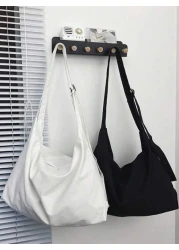 Fashionable Large Capacity Solid Color Tote Bag Casual Men s Shoulder Bag Unisex Messenger Bag College Student School Campus Backpack Travel Office Bag Shopping Bag Gift For Men Crossbody Bag