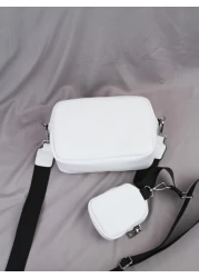 Students Multifunctional Shoulder Bag Men Minimalist Square Bag With Coin Purse Handbag Schoolbag College Outdoors Sports Commute PU Leather Water Proof Portable Side Bag Mini Coin Purse Mini Box Cros