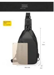 Sling Bag For Men Crossbody Bag USB PU Leather Shoulder Bag Chest Bag For Daily Use Waterproof Lightweight One Strap Backpack